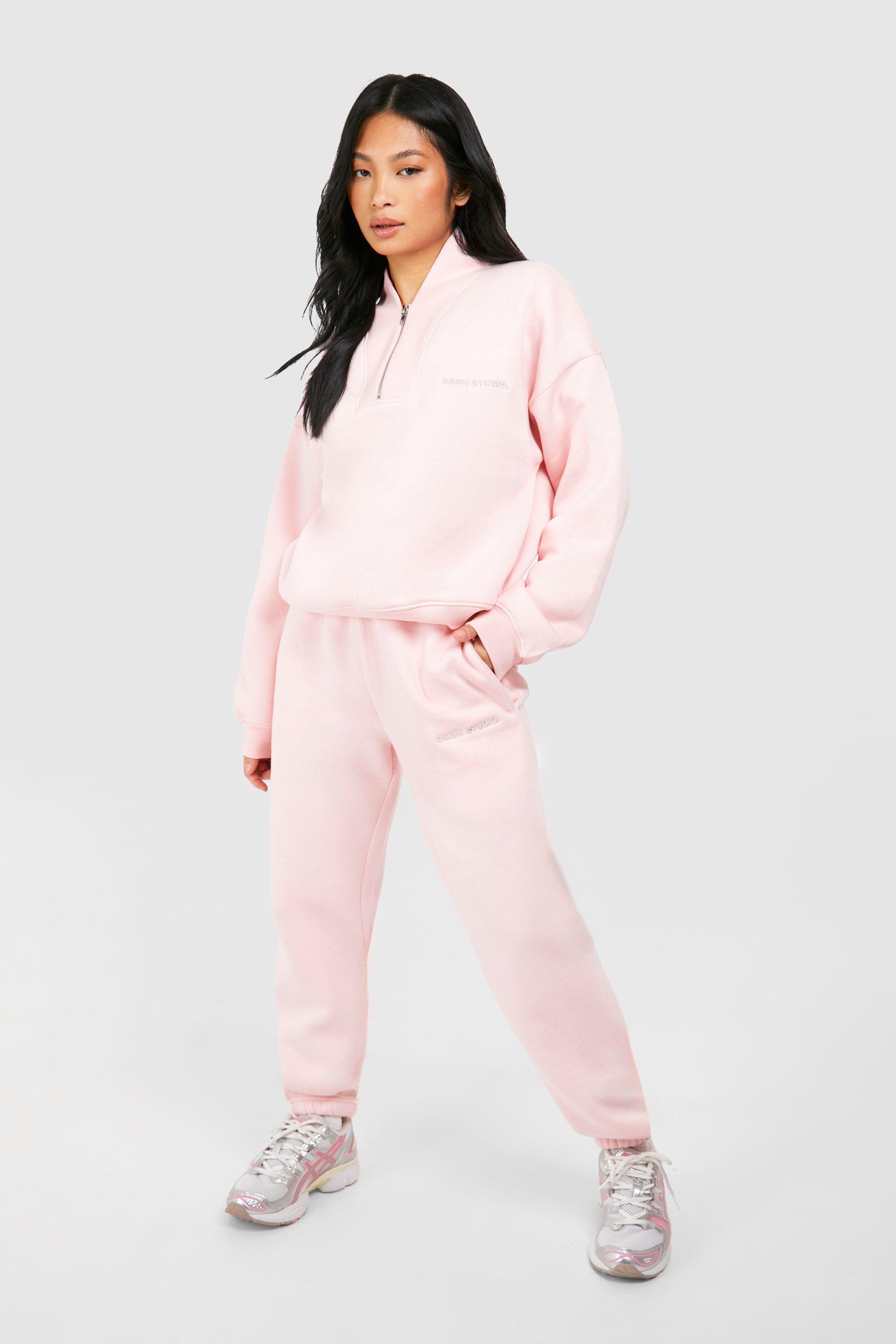 Womens Petite Dsgn Studio Quater Zip Tracksuit - Pink - M, Pink